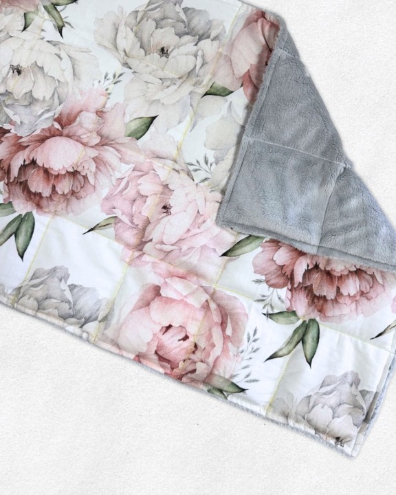 Poduszka obciążeniowa dla dorosłych kwiaty piwonie 40x70