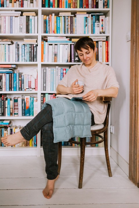 poduszka obciążeniowa na kolana 40x70 patynowy len