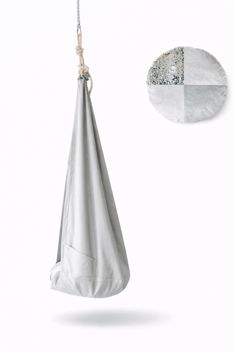 Huśtawka Kokon  sensoryczny szary z poduszką