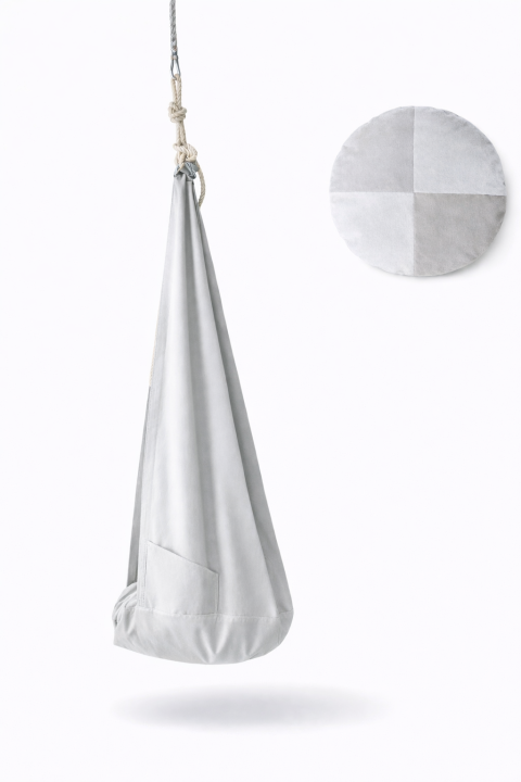 Huśtawka kokon z poducha jasny szary