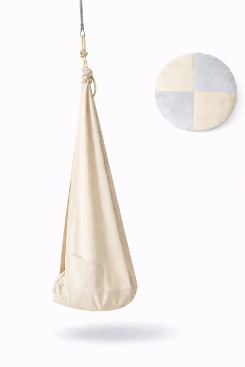Huśtawka sensoryczna do pokoju dziecka boho kremowa ecru